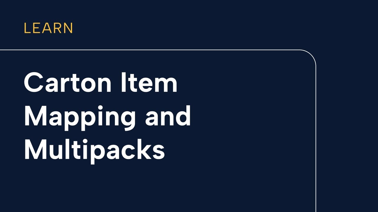 Carton Item Mapping and Multipacks