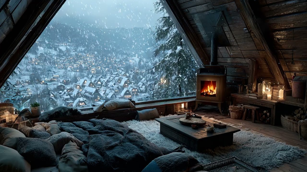 A Safe and Cozy Bedroom Shelter as the Blizzard Moves Across the Night | Calm Valley Deep Relaxation