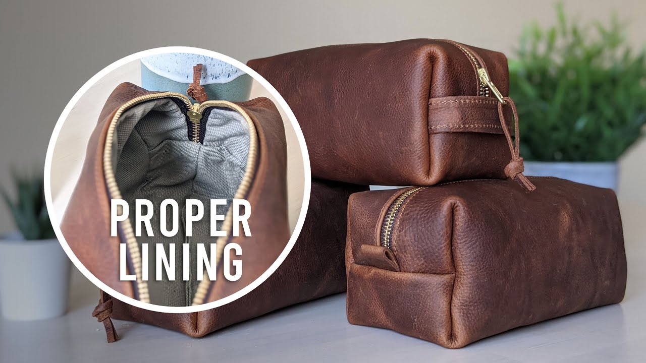 Making a FULLY LINED LEATHER DOPP KIT