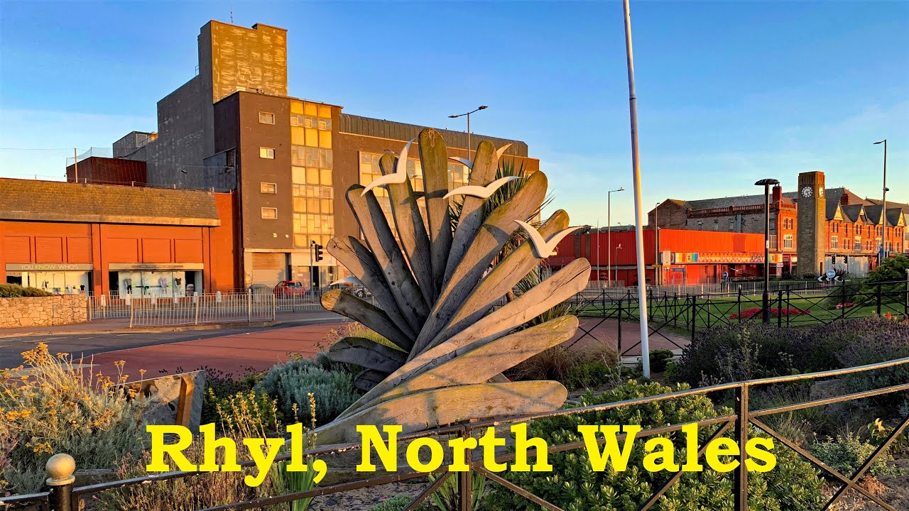 Morning Walk Rhyl Seafront From Pavilion Theatre Rhyl Toward Rhyl Harbour Bridge in 4K The West