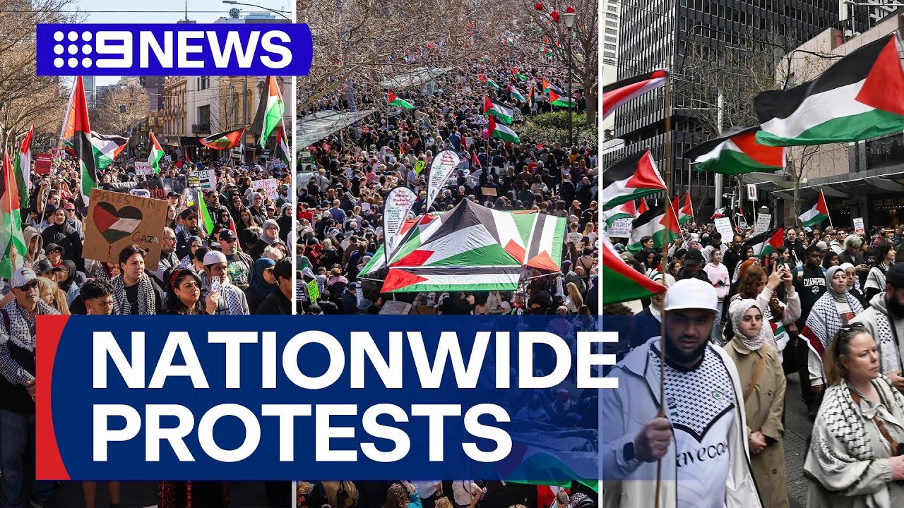 Major nationwide Pro-Palestine protests take place across Australia | 9 News Australia