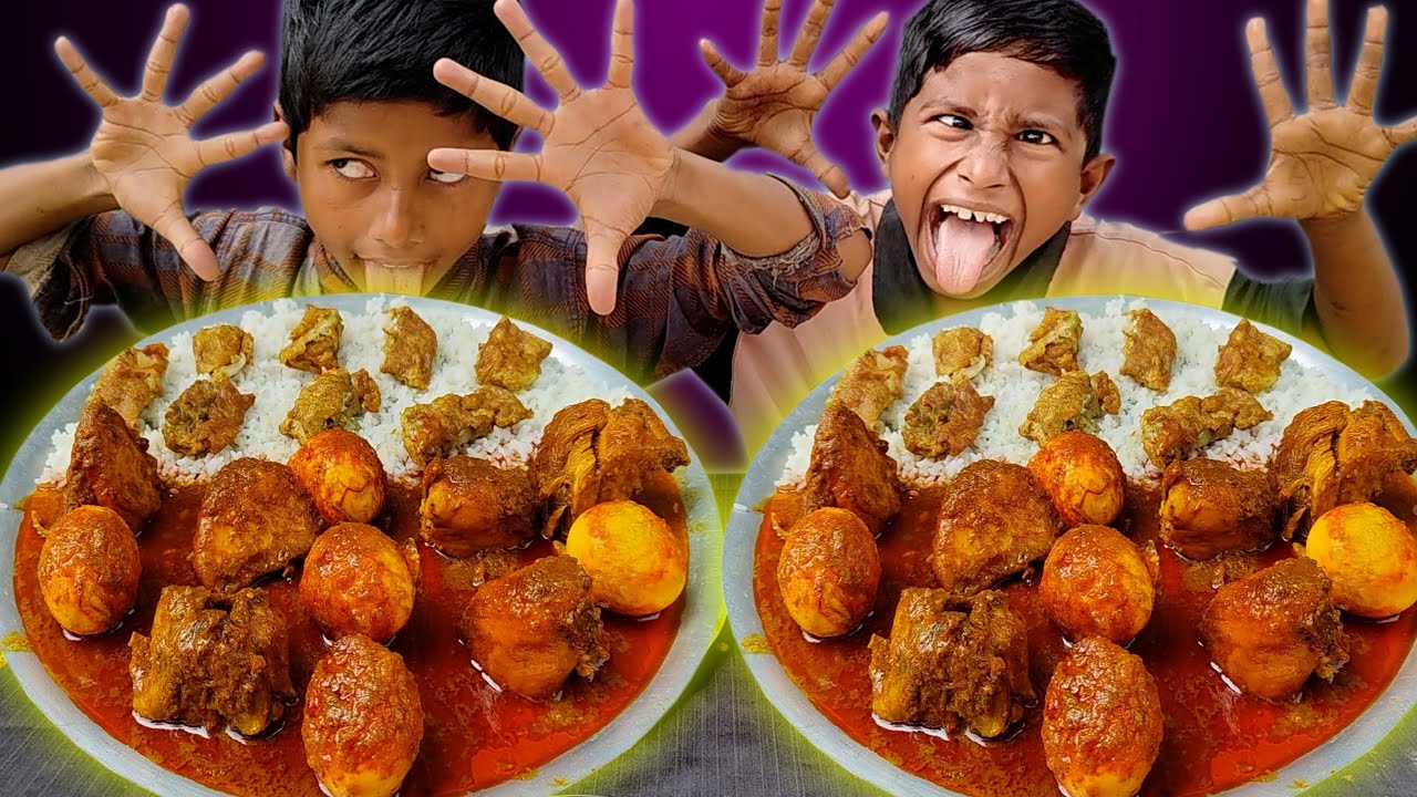 Chicken Eating Competition || Spicy Chicken & Egg Curry with Rice Eating Challenge || Eating Fight