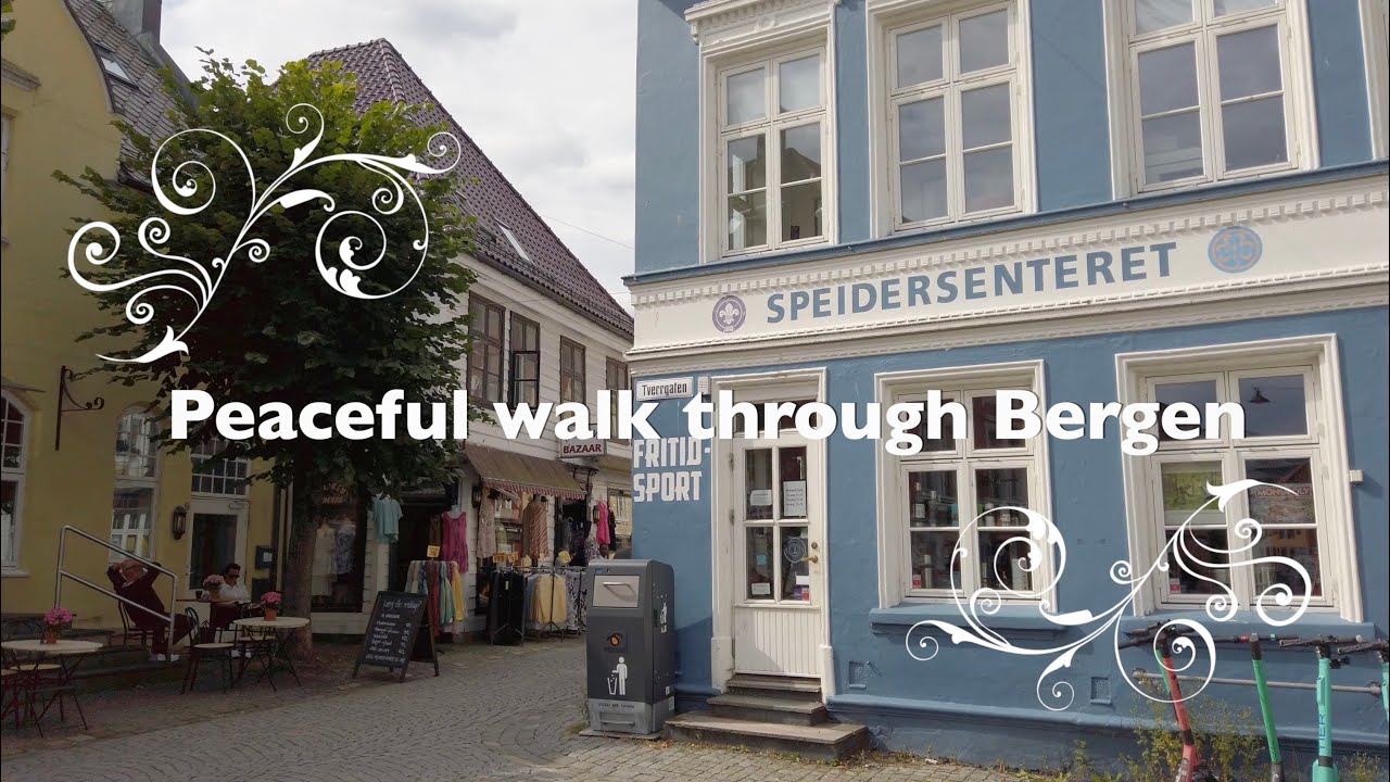 Peaceful walk through Bergen, Norway 4K
