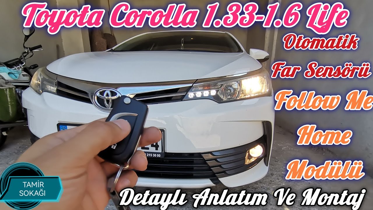 Toyota Corolla 1.33-1.6 Life Otomatik Far Sensörü ve Follow Me Home Modülü Montajı. IQ Far Sensörü