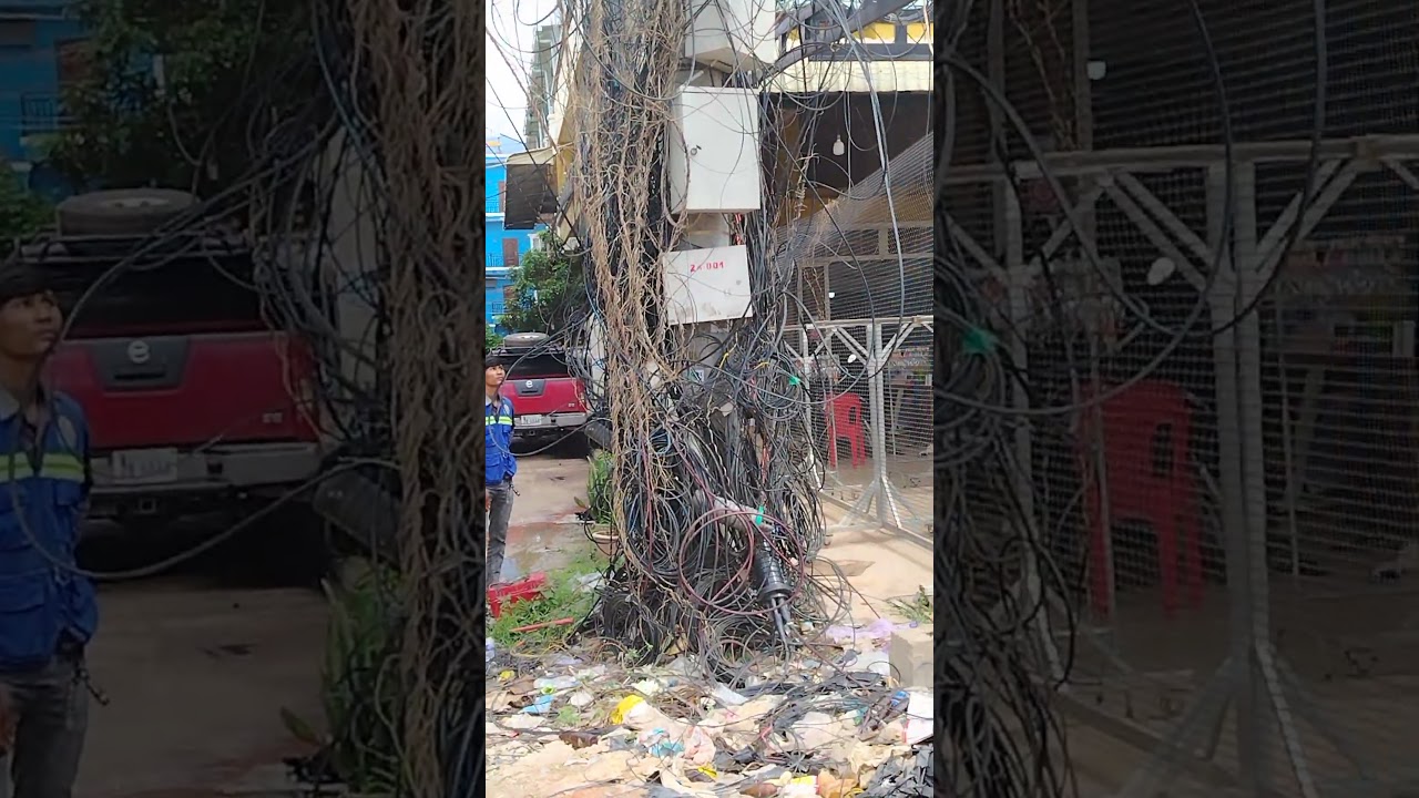 Creative ideas! Electrical cables solution is Krong Bavet! #cambodia #cables #electric#asia #channel