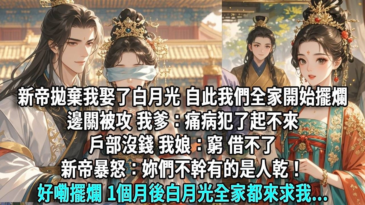 新帝拋棄我，娶了他的白月光。自此，我們全家開始擺爛。邊關被攻，我爹：痛病犯了，起不來。京內治安不好，我哥：休年假，勿擾。戶部沒錢，我娘：窮，借不了。新帝暴怒：你們算什麼東西？朕有的是人！好嘞~繼續擺爛