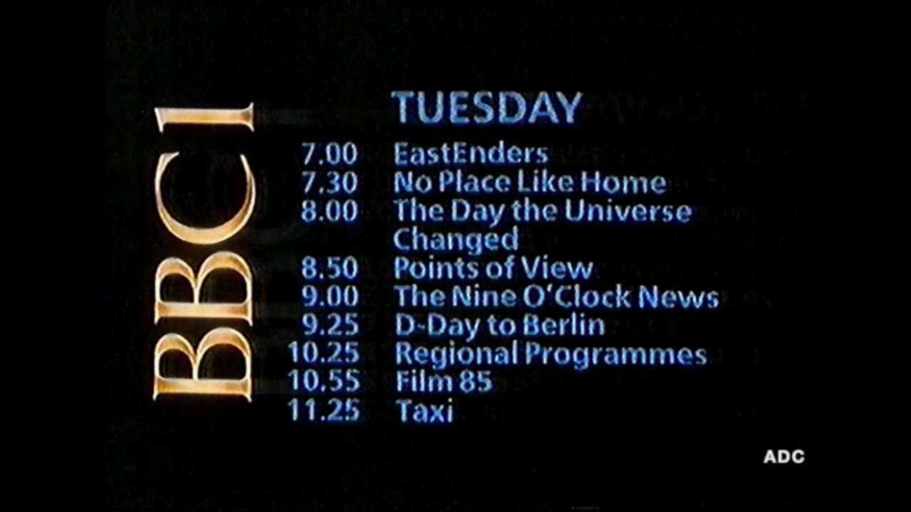 BBC1 link, menu, weather & PIF announcer Tim Nicholls 6th May 1985