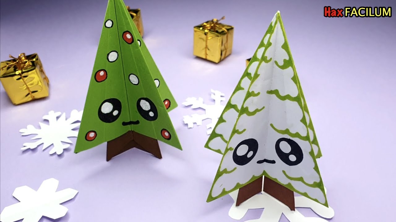 Origami d'un sapin de noël kawaii | Comment faire un sapin de Noël kawaii | Tuto pliage