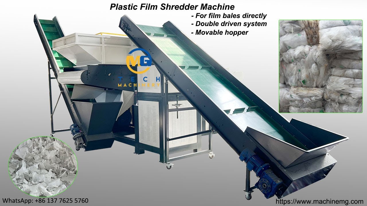 Strong plastic film shredder machine shred waste plastic film bales directly