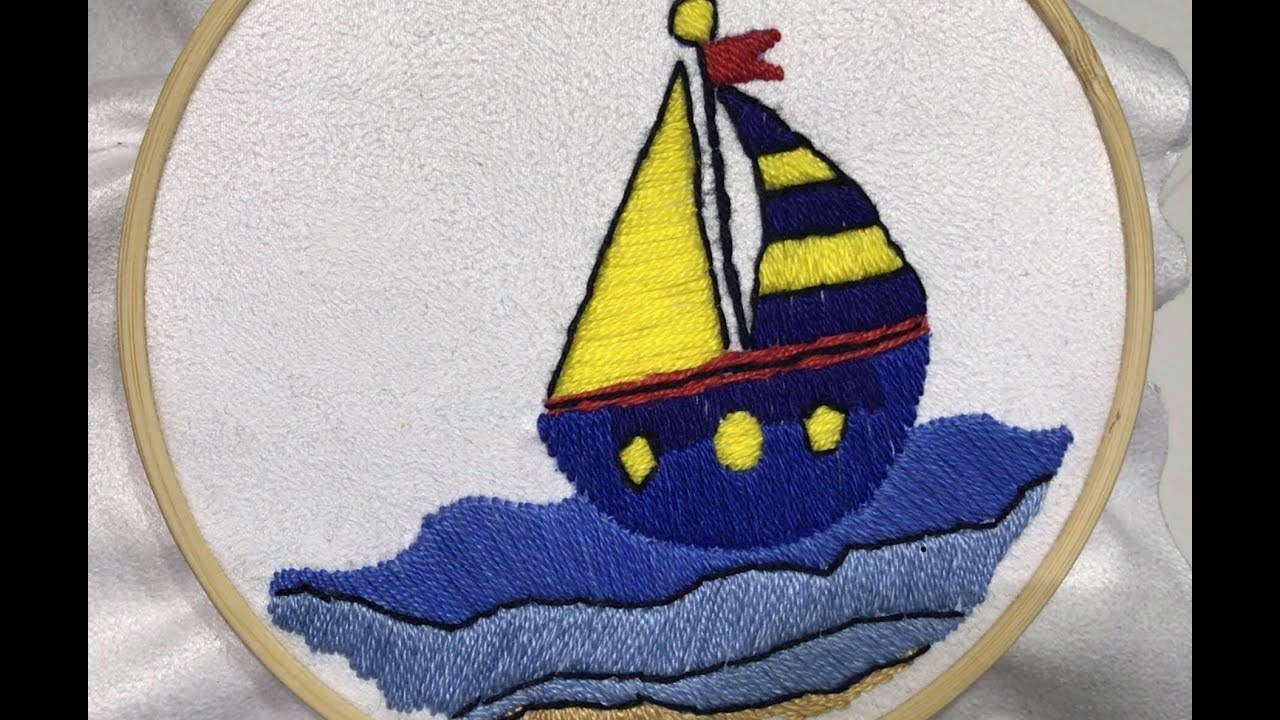 تطريز يدوي غرزة الحشو (الغرزة المسطحة ) hand  embroidery  satin stitch