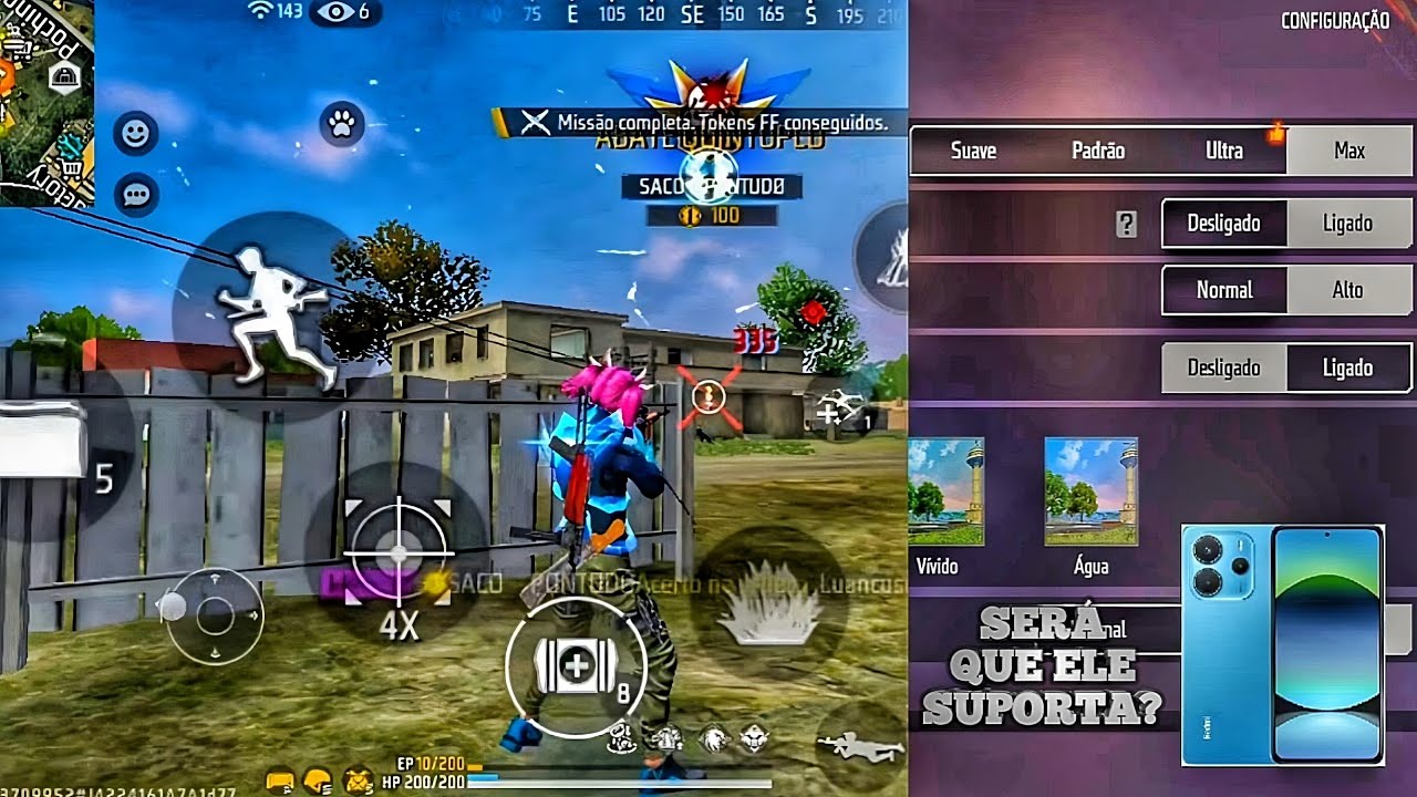 POTÊNCIA MÁXIMA DO MEU NOVO CELULAR! JOGANDO NO MAX! Redmi Note 14 Free fire