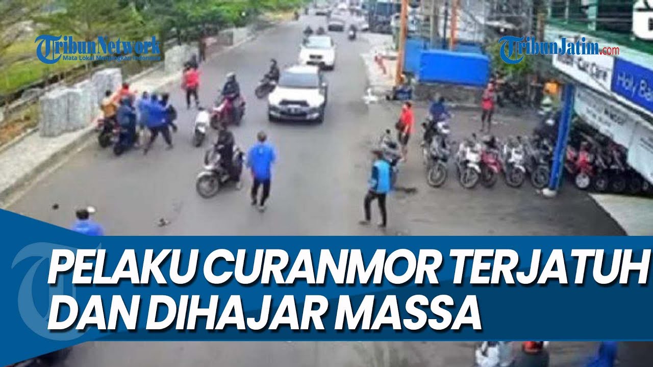 DETIK-DETIK MALING MOTOR TERJATUH DAN DIPERMAK MASSA, Setelah Sempat Dikejar oleh Warga