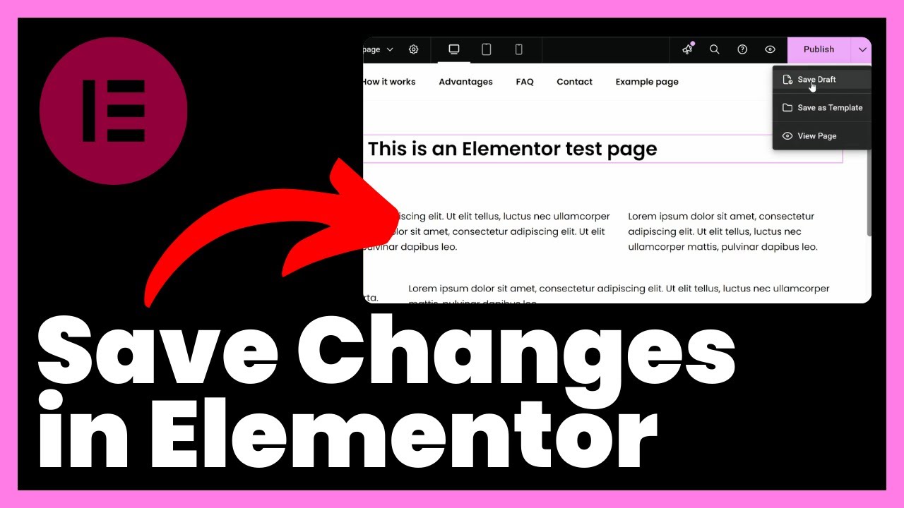 How to Save Changes in Elementor
