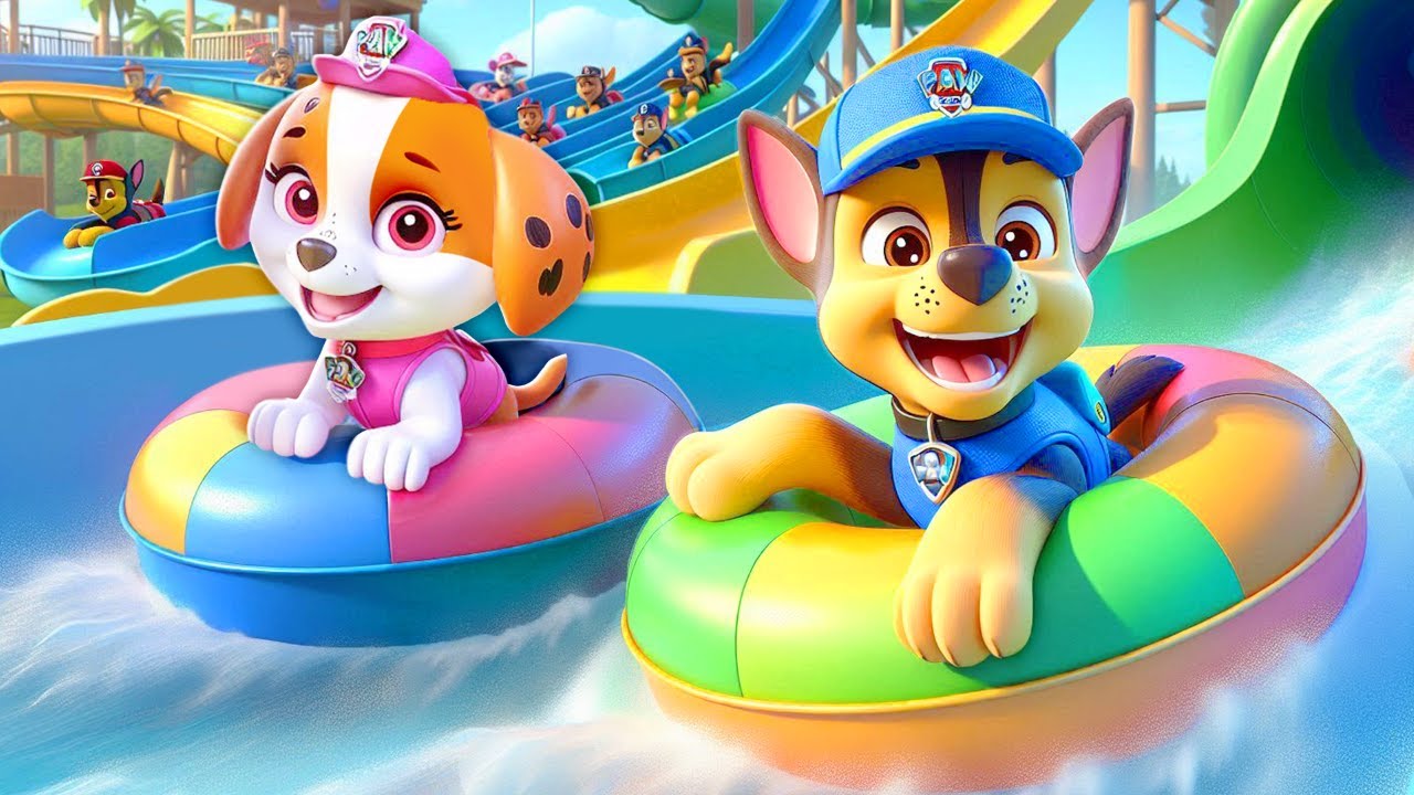 CHASE & SKYE Water Slide Adventure - Very Funny Story - PAW Patrol Funny Animation | Rainbow 3