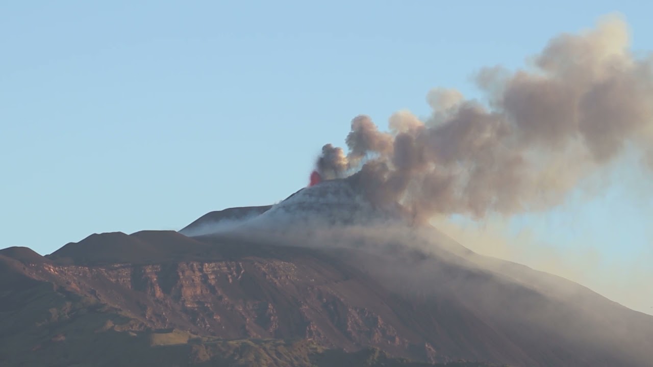 Lava Shoots From Mount Etna During Dawn Eruption