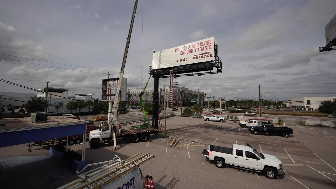 Outfront Media Tampa Florida Billboard install video for Outback Steak House