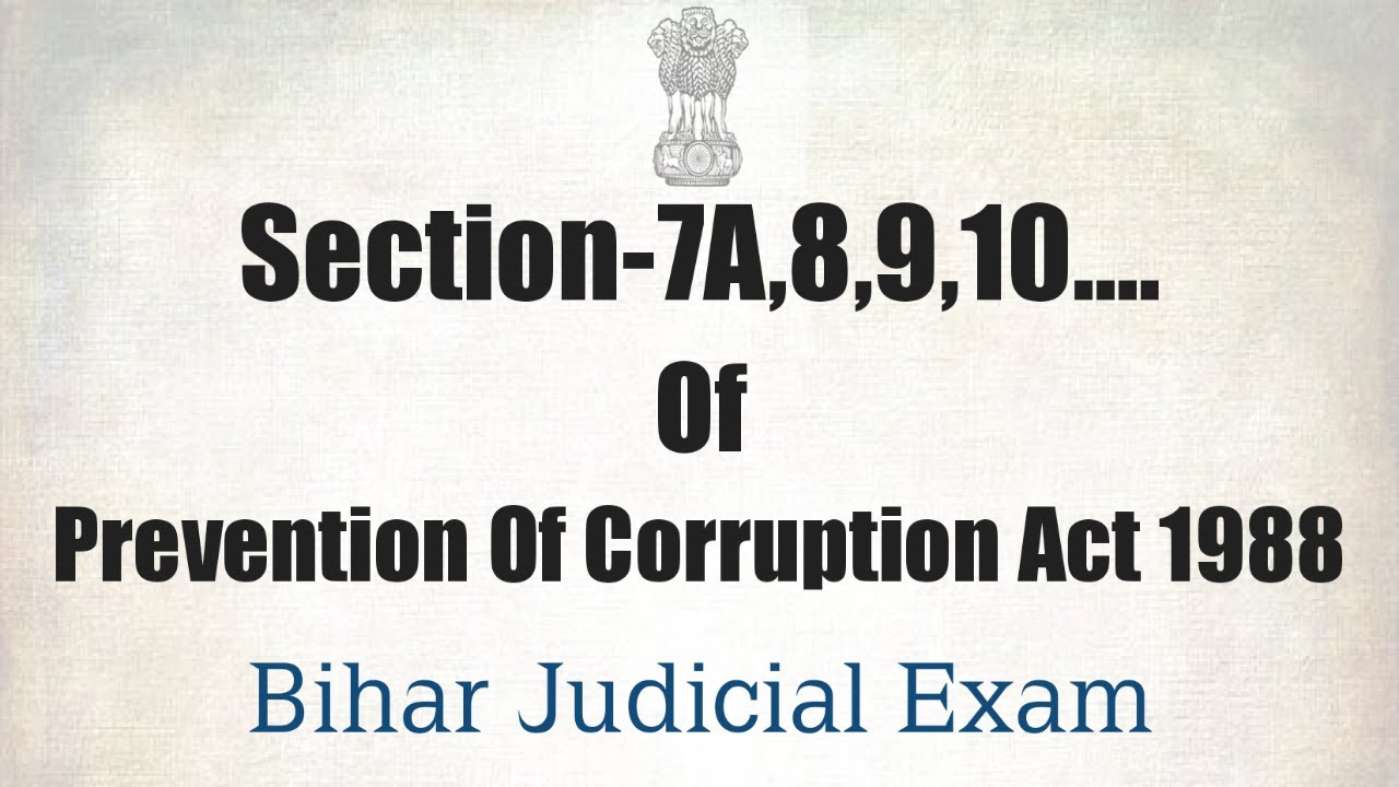 Prevention Of Corruption Act 1988 | Section-7A,8,9,10 Of Prevention Corruption Act | Bihar Apo Exam