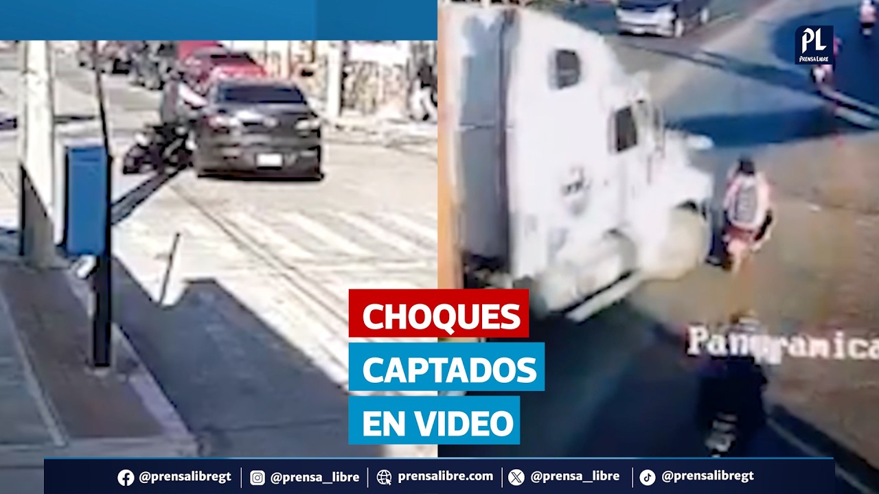 Dos choques en video: auto huye tras impacto en zona 3 y tráiler colisiona en Escuintla