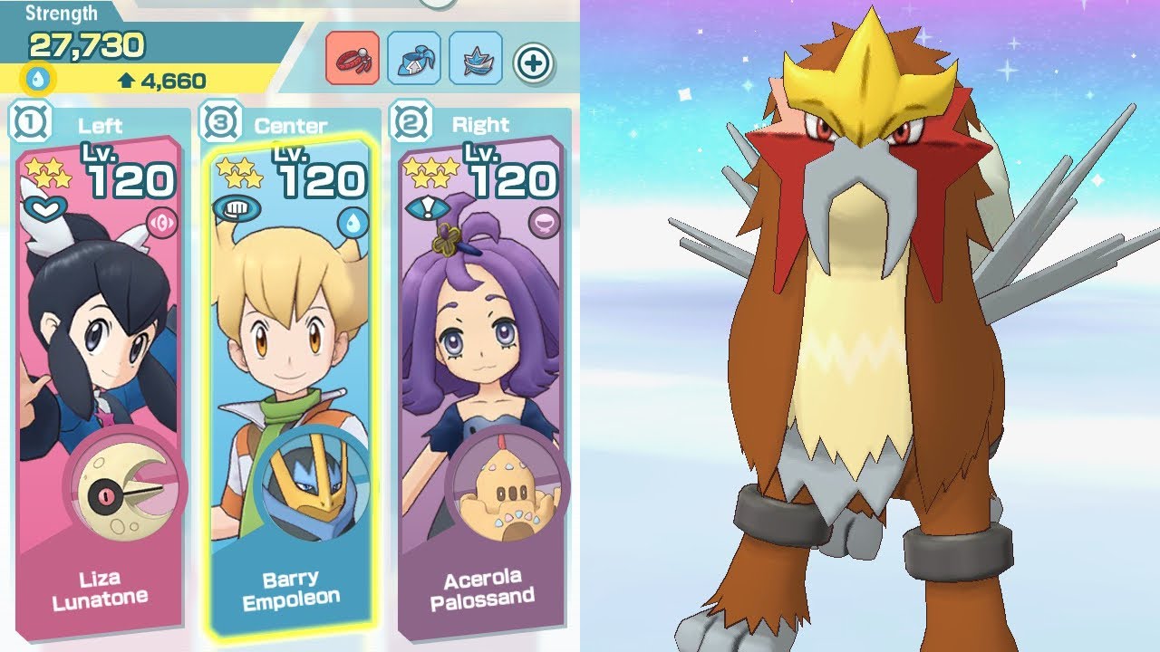 Pokemon Masters - Entei Very Hard 3v1 (feat. Liza, Barry, and Acerola)