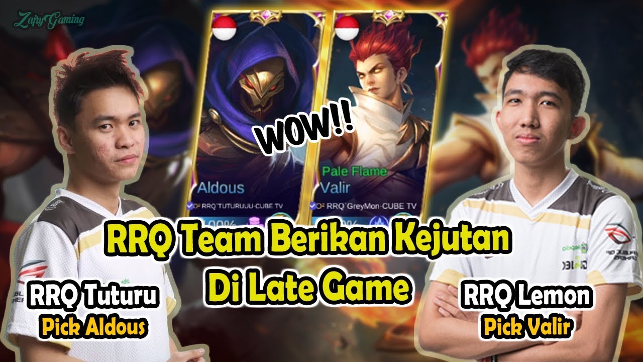 RRQ`Tuturu Pick Hero Baru Aldous RRQ`Lemon Pick Valir | Kejutan Pun Terjadi di Late Game