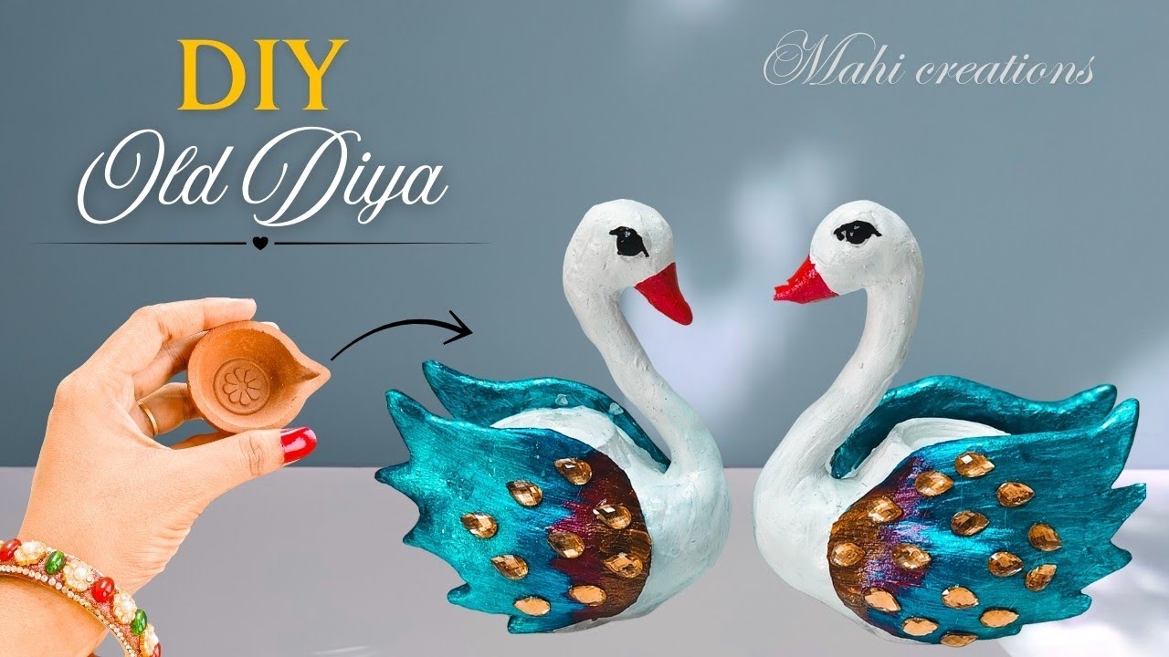 DIY Swan Couple Cups | Old Dia Plus Clay Tutorial | best out of waste