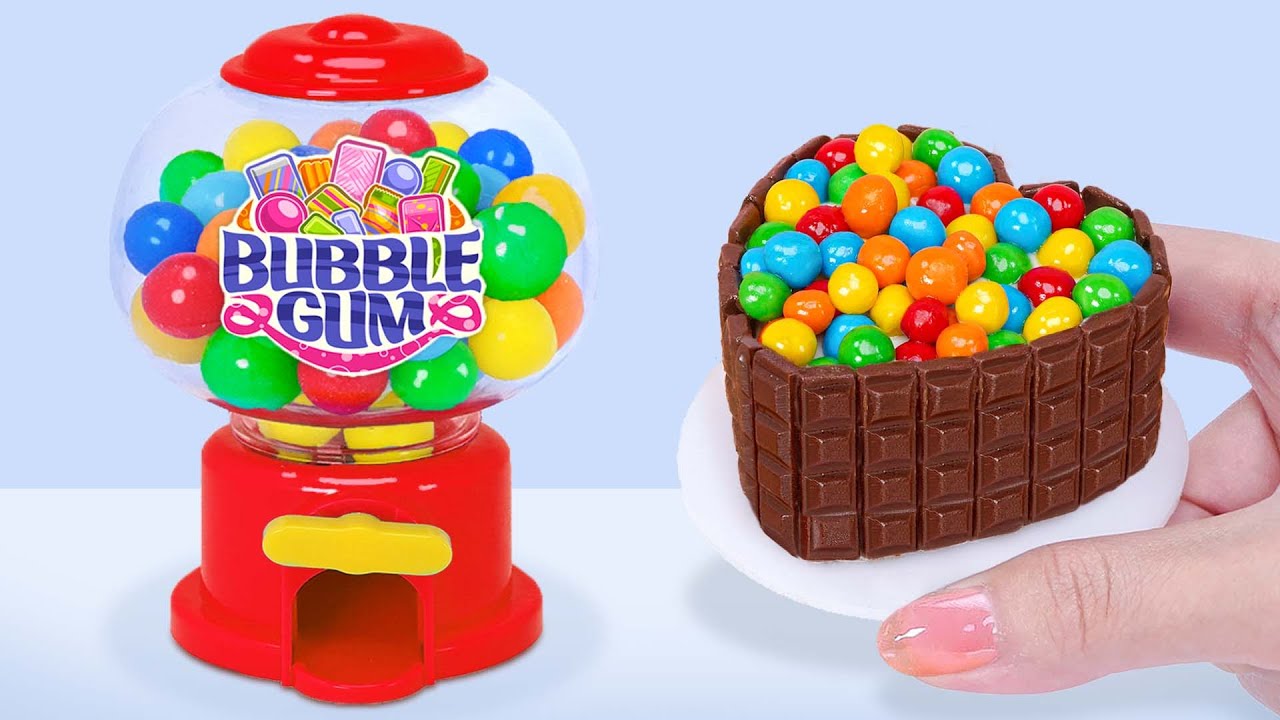 So Sweet Miniature Bubble Gum Cake Decorating | Miniature M&M Rainbow Chocolate Pop It Cake