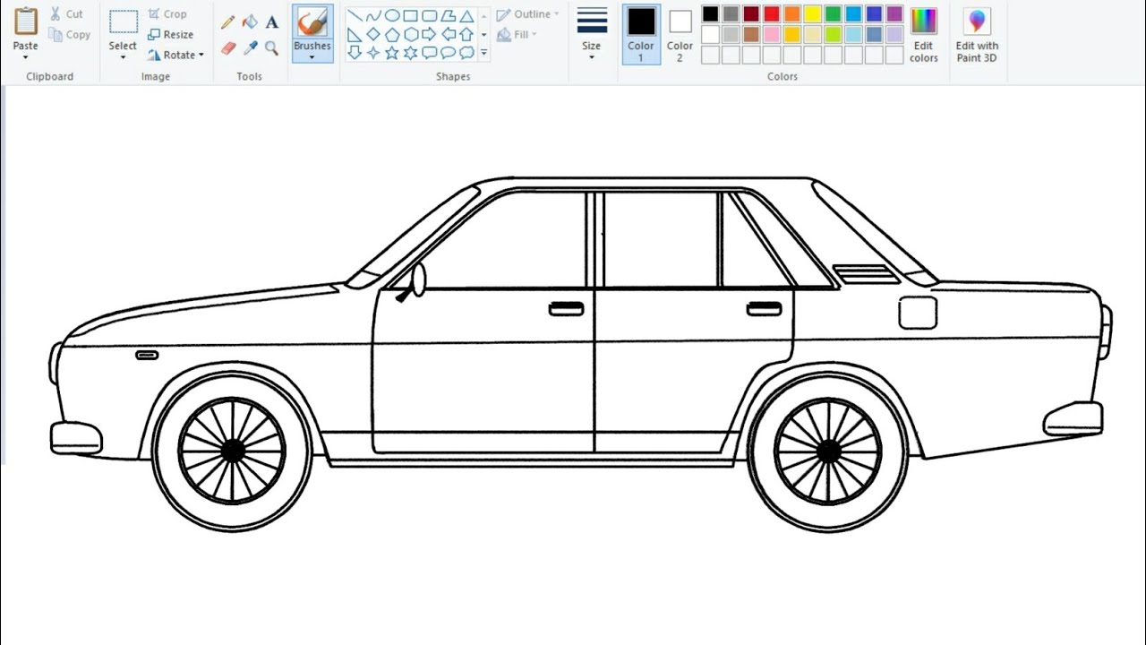 How To Draw a Simple Classic Car on Computer Using Ms Paint | Car Drawing Tutorial for Beginners.