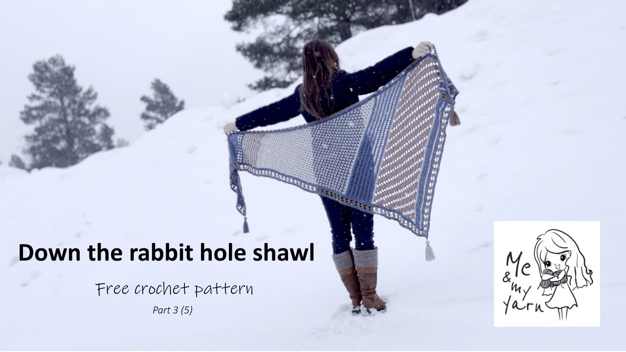 Down The Rabbit Hole shawl (part 3/5) - Easy free crochet video tutorial