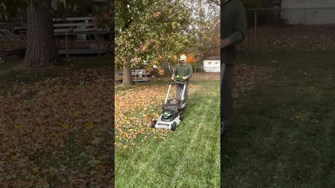 Ego Mower Bagging Leaves with Mulching Blades - 22 in. Aluminum Deck  #ego #egopowerplus #lawncare