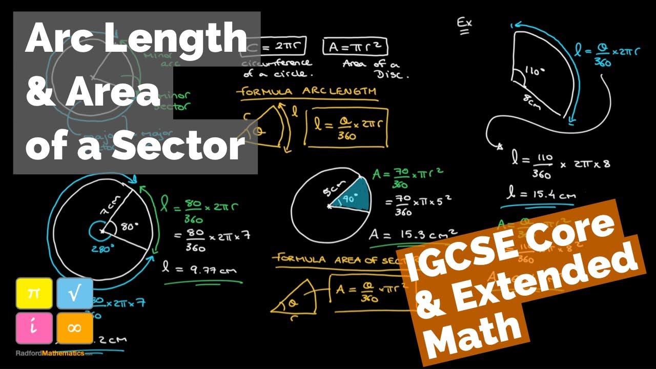 Arc Length & Area of a Sector - Formula & Examples - IGCSE Core & Extended and IB Mathematics
