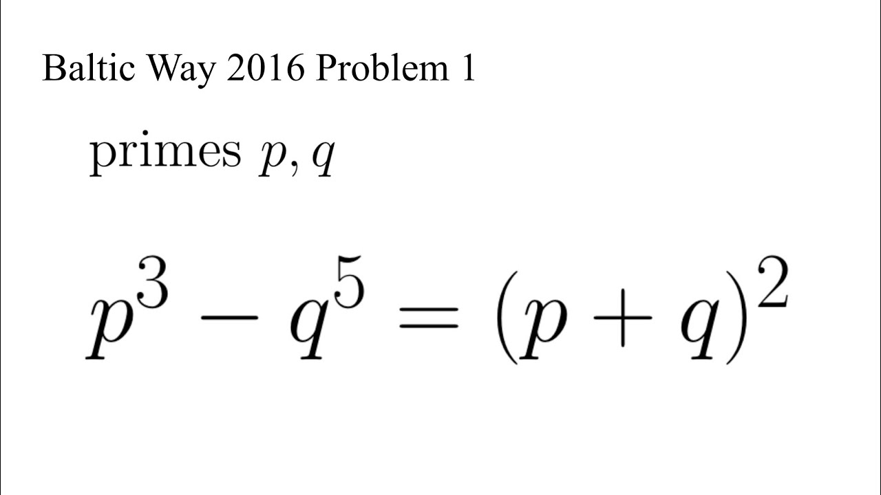A Diophantine Equation on Prime Powers | Baltic Way 2016 Problem 1
