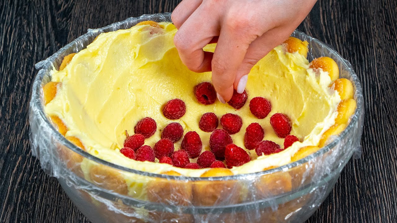 Торт в миске! Из печенья Савоярди и малины - обязательно приготовьте! Без выпечки