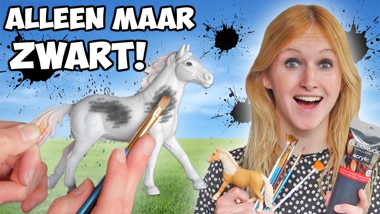 SCHLEICH PAARDEN REPAINT maken, MAAR ik mag alleen ZWARTE KLEUREN gebruiken! 😰🐴 Challenge