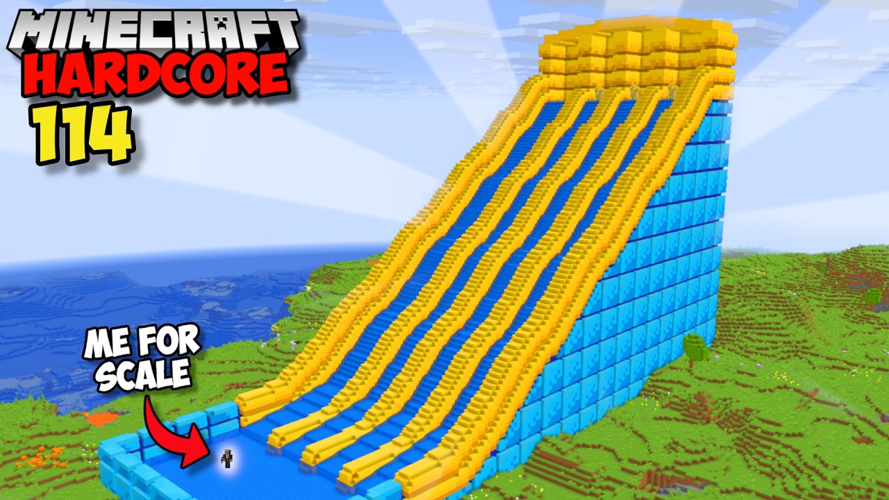 I Built The WORLDS BIGGEST WATERSLIDE in Minecraft Hardcore