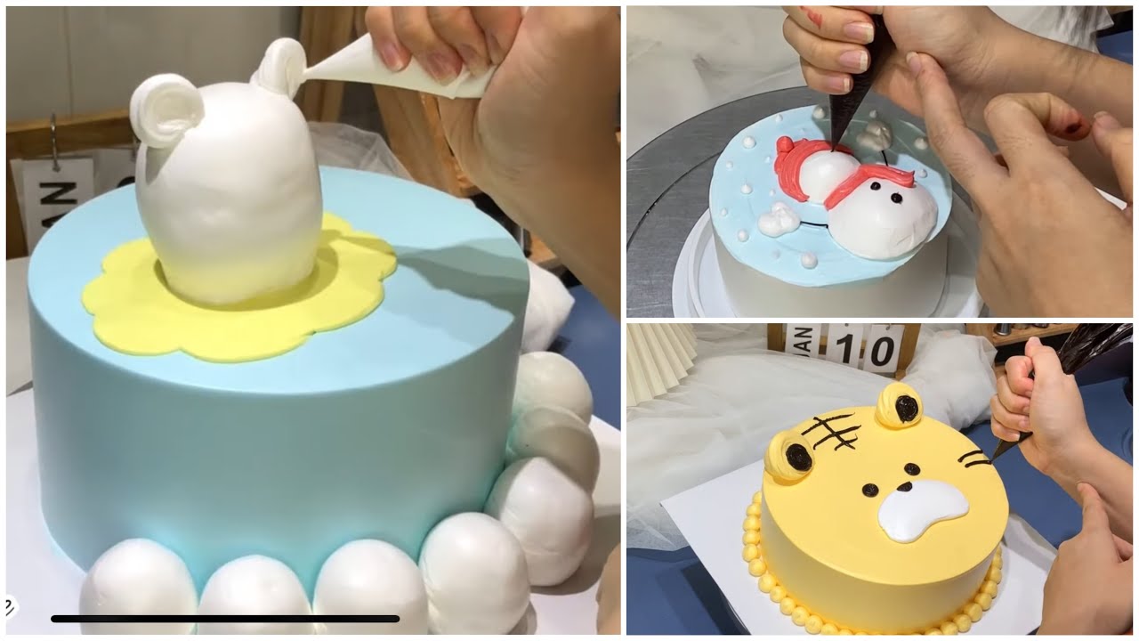 Làm bánh kem Chuột , bánh kem Hổ con, bánh kem người tuyết 2D mini | make cake a mouse, tiger cake