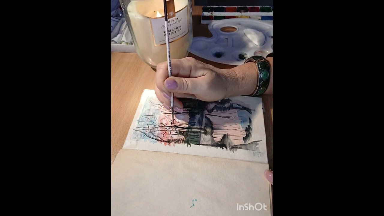 Книга вместо скетчбука.Акварель.Поэтапное видео.#акварель#люблюрисовать 