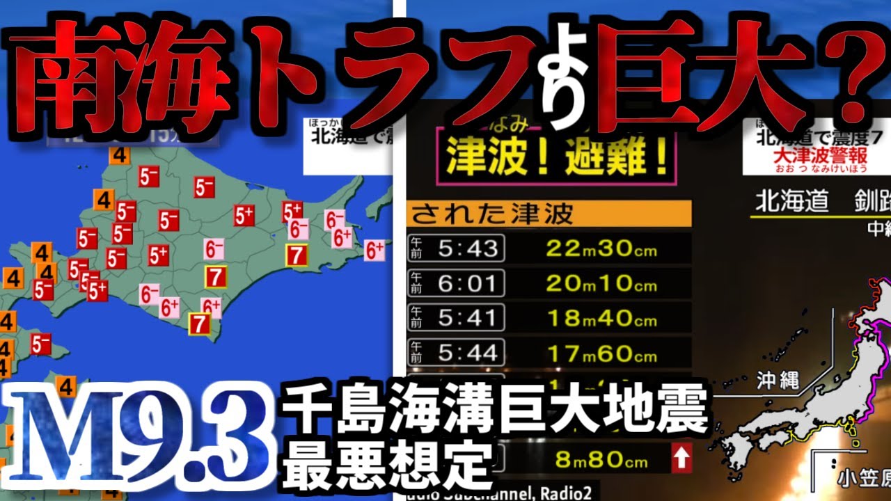 【M9.3】千島海溝巨大地震 最悪クラス【地震・津波シミュレーション】