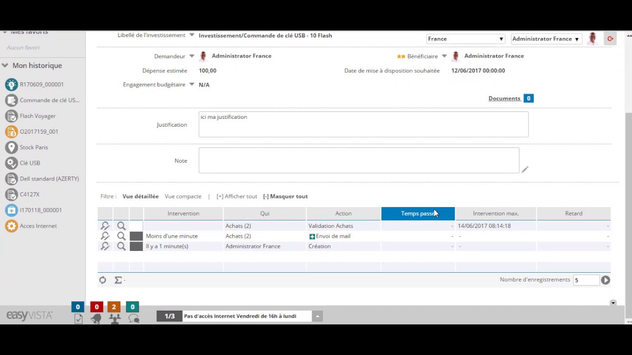 EVSM - Gestion des consommables
