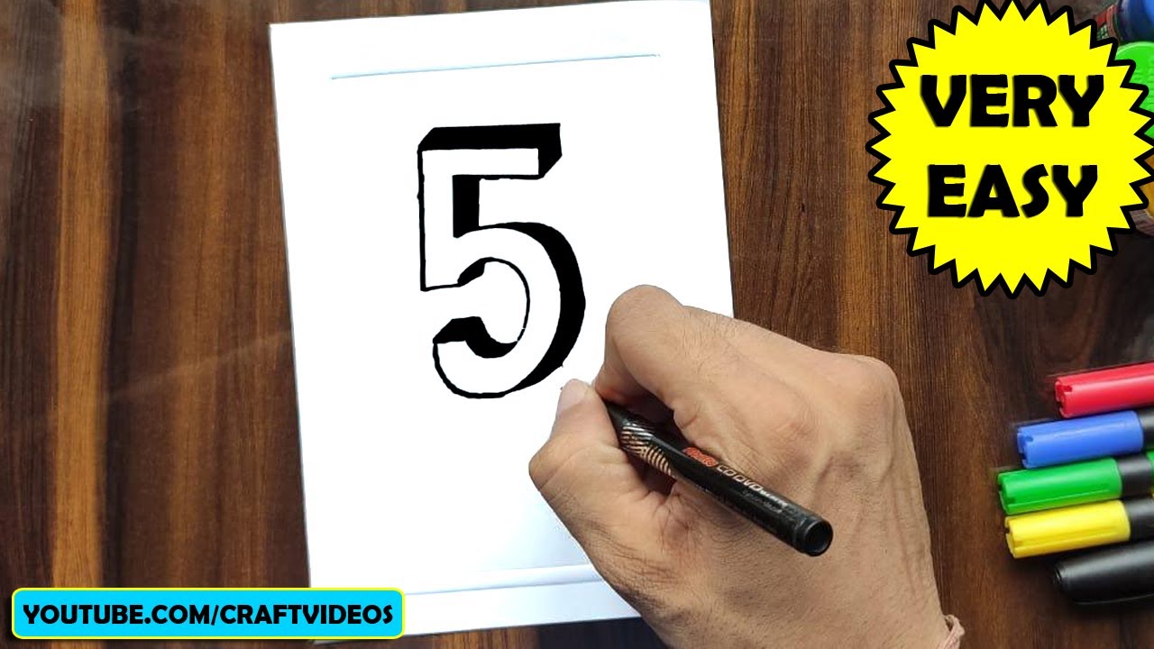 HOW TO DRAW 3D NUMBER 5 | WRITE 3D NUMBER 5