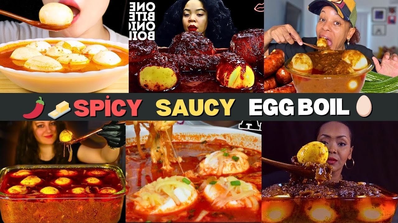 🥚🌶️ The SAUCIEST Spicy Boiled Eggs Ever 🧄 Messy Seafood Boil Sauce | ASMR Mukbang