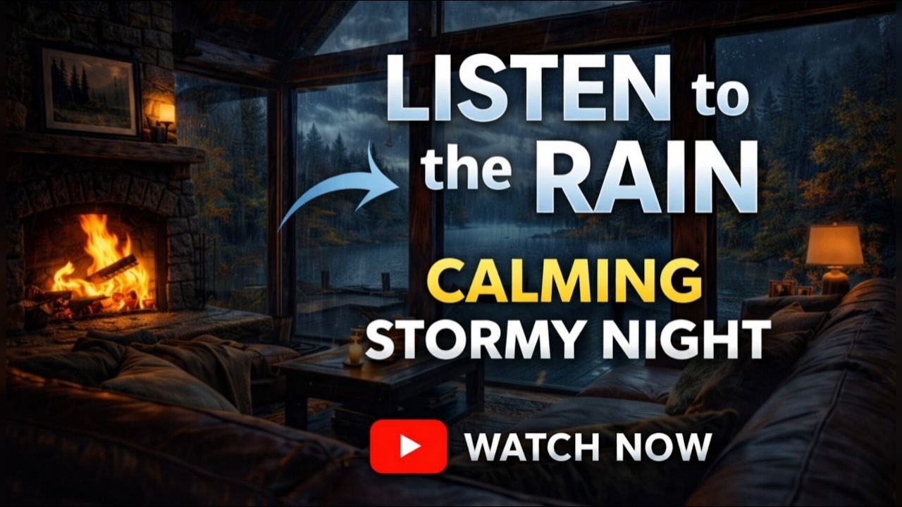 Listen to the Rain – Cozy Cabin Night with Fireplace & Stormy Relaxing Sounds #focus #meditation