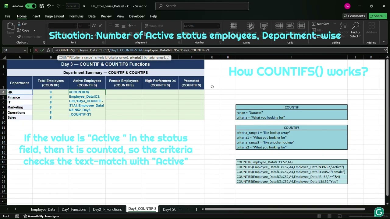 Excel COUNTIF & COUNTIFS Tutorial | Count Data With Conditions — Step by Step!