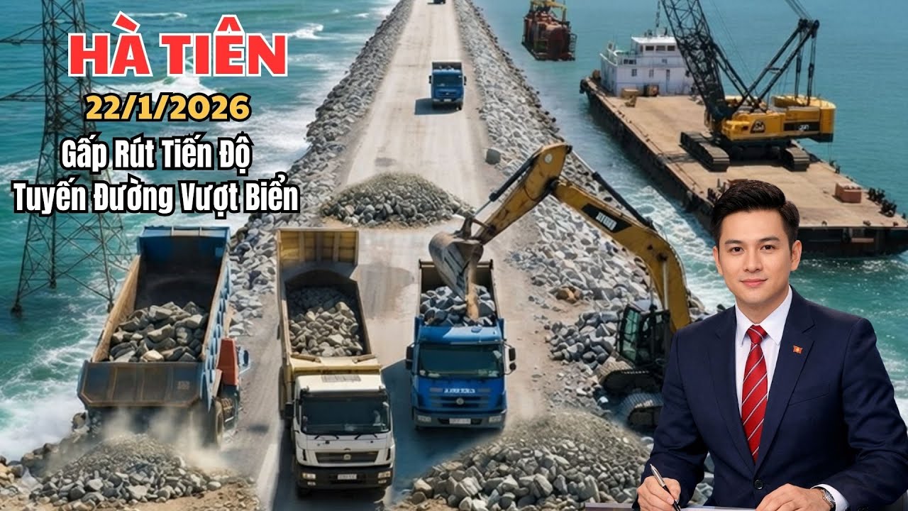 Đường Vượt Biển HÀ TIÊN - Cận Cảnh Hàng Trăm Phương Tiện Tập Chung Gấp Rút Tiến Độ Bàn Giao