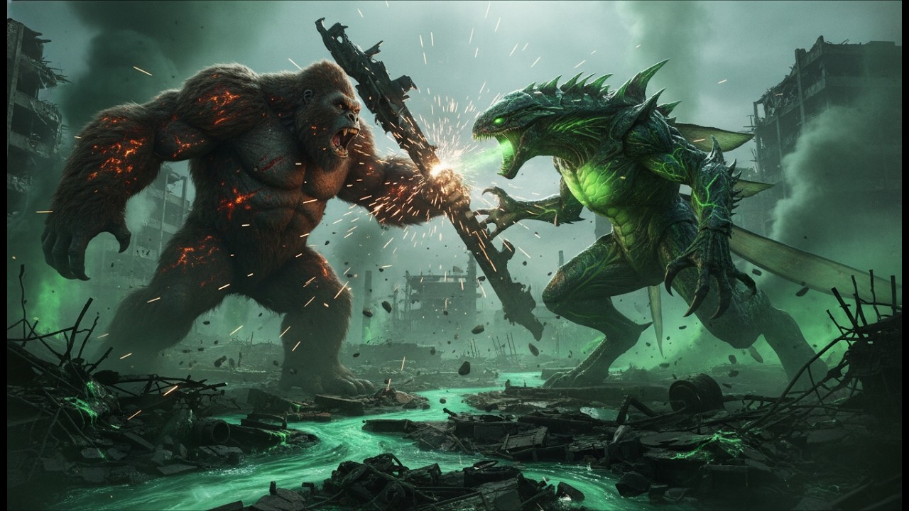Primal Kong đấu với Green Fury Queen Tai nạn hóa học tạo ra quái vật khổng lồ Trận chiến Titan kin