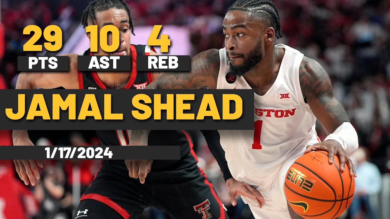 Jamal Shead Houston Cougars 29 PTS 10 AST 4 REB vs Texas Tech Red Raiders
