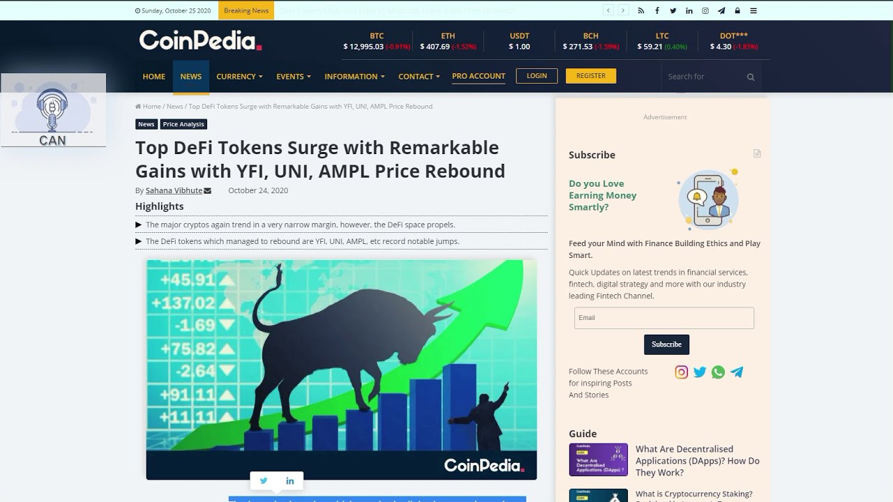 Top DeFi Tokens Surge with Remarkable Gains with YFI, UNI, AMPL Price Rebound