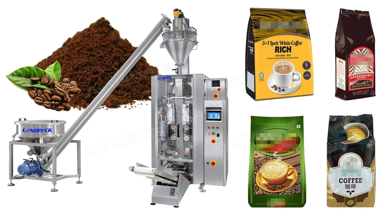 Automatic Coffee Powder Vertical Form Fill Seal Packaging Machine With Labeling Machine