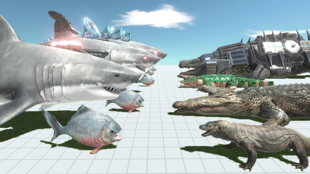 Who Is King Of Water - Shark Team VS Crocodile Team - Animal Revolt Battle Simulator