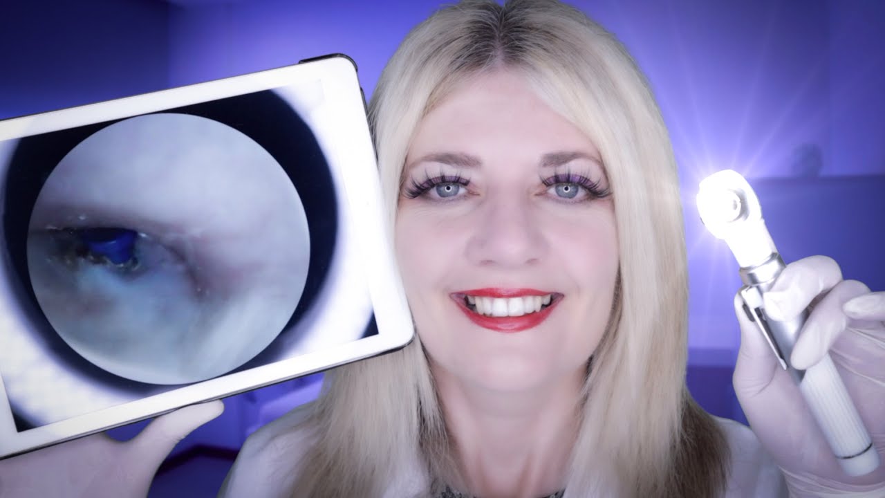 ASMR-осмотр, чистка и удаление ушной трубки. ОЧЕНЬ ИНТЕНСИВНЫЕ ЗВУКИ! Отоскоп, микроотсос, латекс...