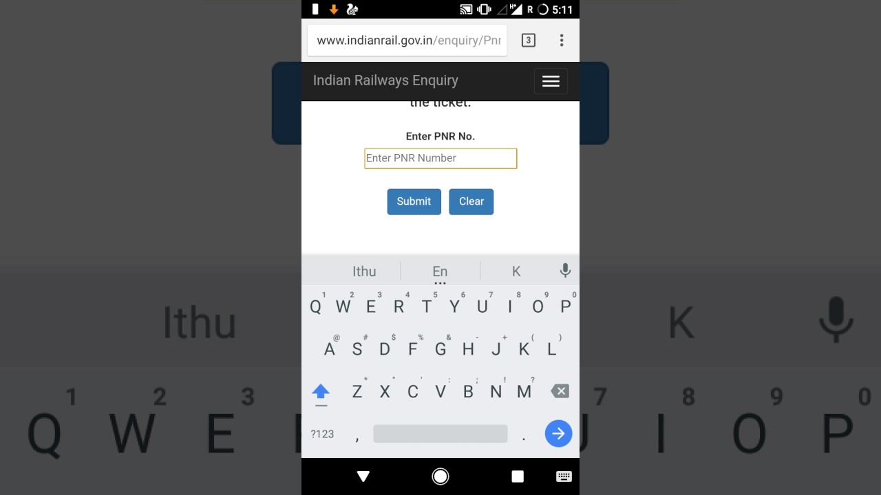 TRAIN  PNR Status Check #Mobile#